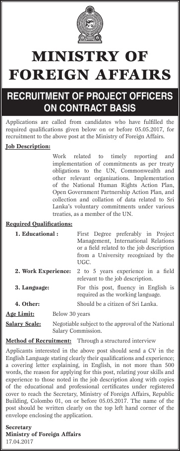 Project Officer - Ministry of Foreign Affairs